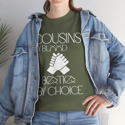 Cousins & Besties Tee, Unisex Heavy Cotton T-Shirt, Family Reunion Apparel, Friendship Gift, Casual Wear, Summer Style