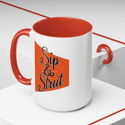 Accent Coffee Mug (11, 15oz) - Sip & Strut Design, Perfect Gift for Coffee Lovers, Home Office Decor, Unique Holiday Present, Ceramic [...]