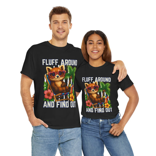 Tropical Cat Tee: Fluff Around and Find Out, Cute Graphic Shirt, Summer Outfit, Unisex Casual Wear, Gift for Animal Lovers