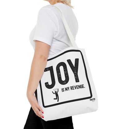 FaithStyles Joy Is My Revenge Tote Bag — Inspirational Graphic Canvas Tote