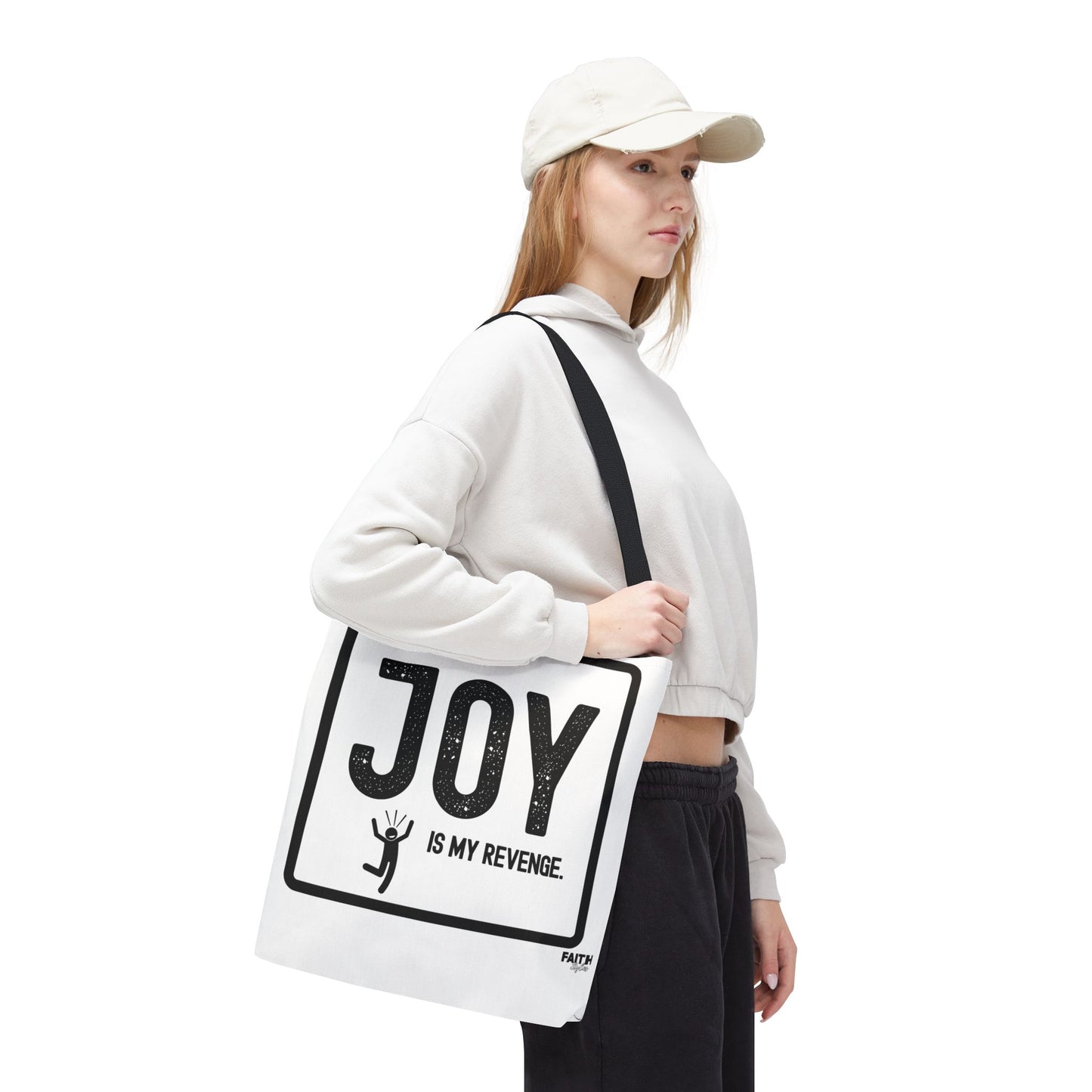 FaithStyles Joy Is My Revenge Tote Bag — Inspirational Graphic Canvas Tote