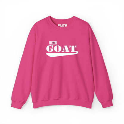 NEW FaithStyles Embroidery The GOAT Crewneck Sweatshirt – Bold White Graphic Pullover