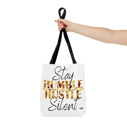 FaithStyles Stay Humble Hustle Silent Tote Bag — Motivational Leopard Print Canvas Tote