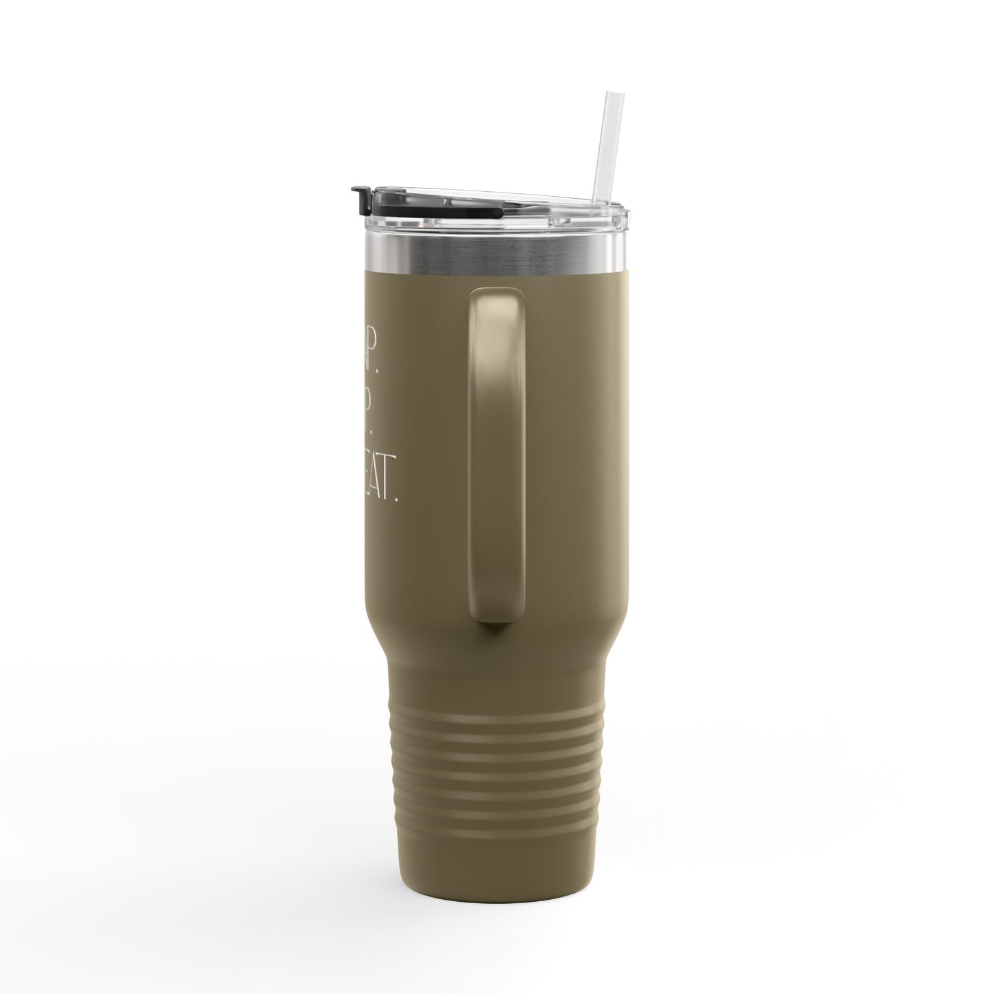 FaithStyles “Trap. Nap. Repeat.” Insulated Travel Tumbler – Stainless Steel Mug with Straw