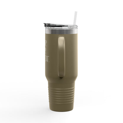 FaithStyles “Trap. Nap. Repeat.” Insulated Travel Tumbler – Stainless Steel Mug with Straw