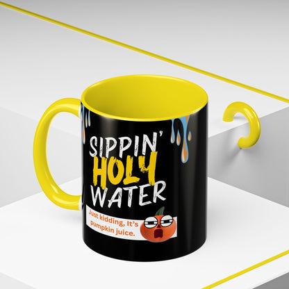 Sippin' Holy Water Coffee Mug, Funny Pumpkin Juice Mug, Halloween Coffee Cup, Unique Gift for Fall, Cute Office Mug, Quirky Kitchenware