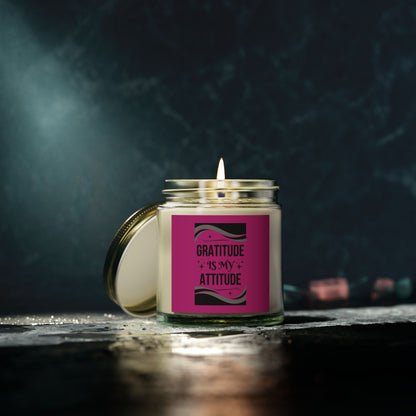 "GRATITUDE IS ATTITUDE" Scented Candles, Coconut Apricot Wax (4oz, 9oz)
