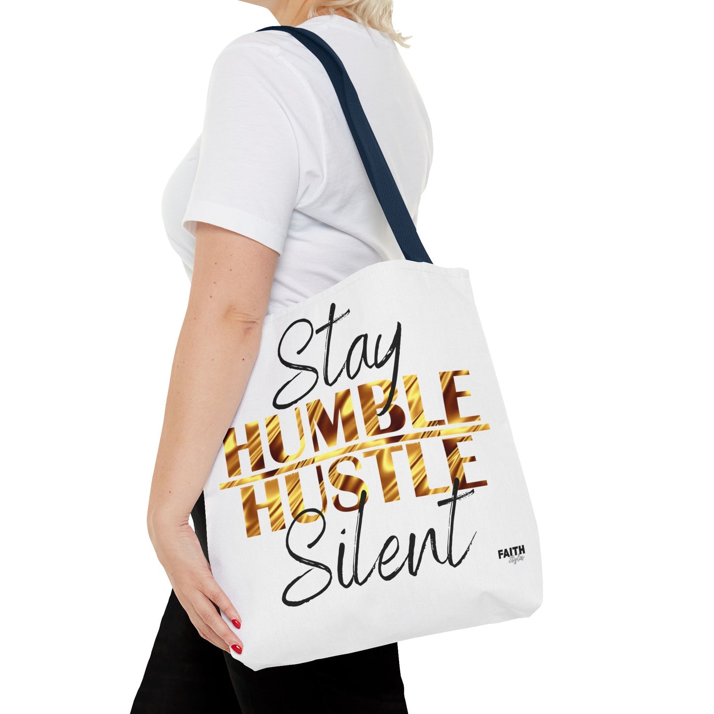 FaithStyles Stay Humble Hustle Silent Tote Bag — Motivational Leopard Print Canvas Tote