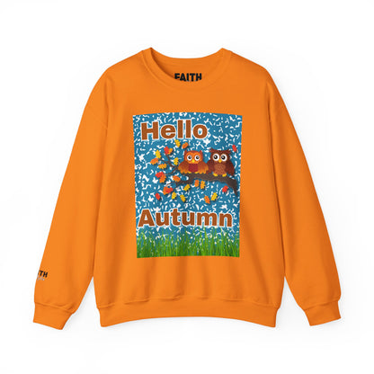 Autumn Owl Crewneck Sweatshirt, Cozy Fall Apparel, Seasonal Gift, Halloween, Thanksgiving, Cute Sweatshirt, Unisex Fall Fashion