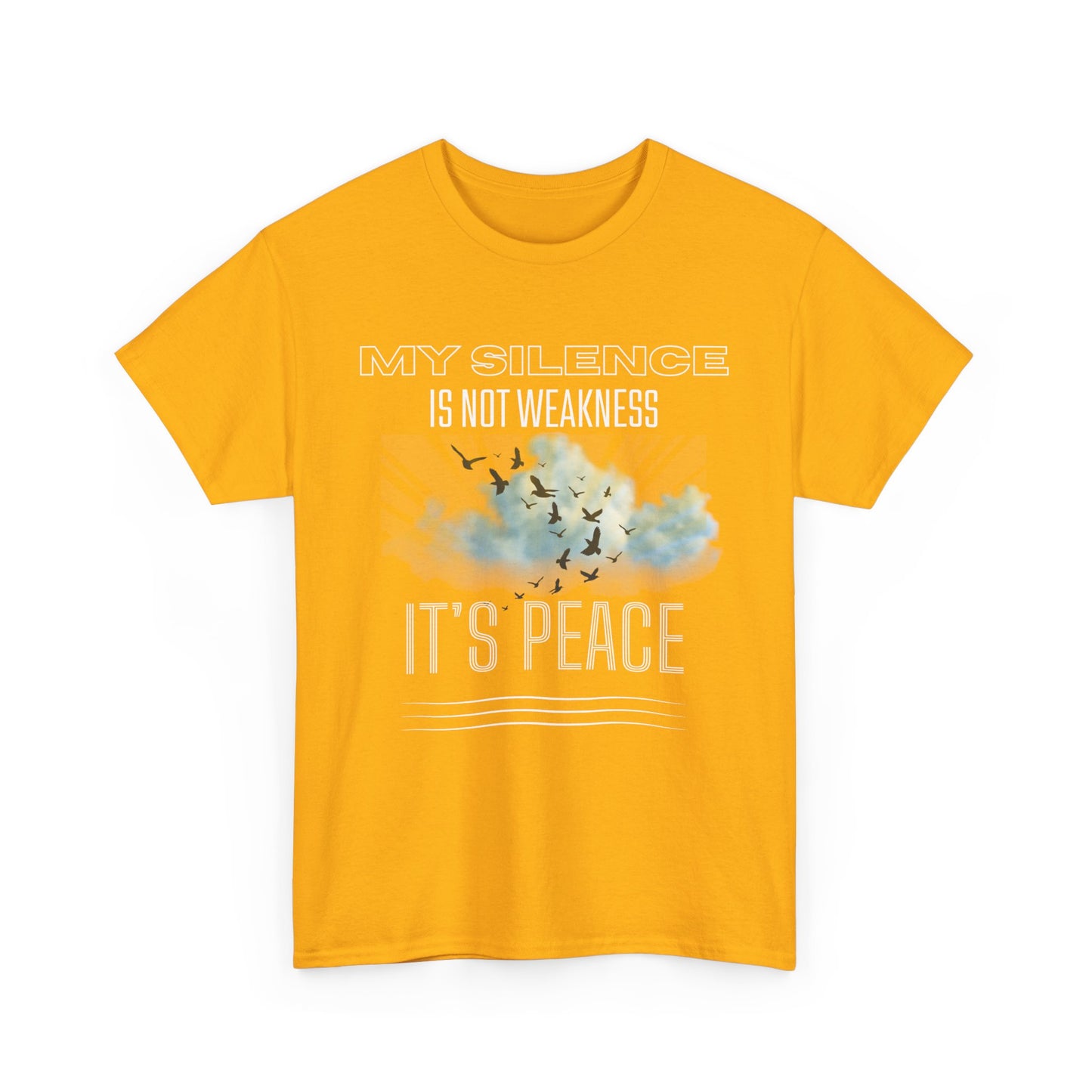 Male Heavy Cotton Tee - "My Silence is Not Weakness, It's Peace" - Inspirational Gift for Mindfulness, Self-Care, and Peace Lovers, [...]