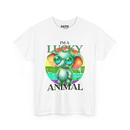 Lucky Animal Unisex Heavy Cotton Tee, Cute Gift for Animal Lovers, Casual Streetwear, St. Patrick's Day, Birthday Apparel
