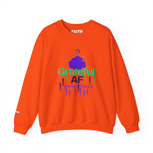 Male Grateful AF Unisex Crewneck Sweatshirt | Cozy Gift for Friends, Thanksgiving Apparel, Everyday Comfort, Gratitude Expression
