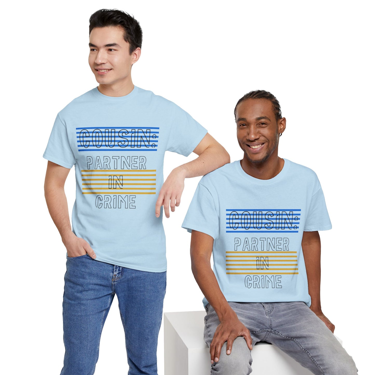 Cousins Partner in Crime Tee | Unisex Heavy Cotton T-Shirt for Family Gatherings, Cousin's Day, Gift for Cousins, Comfortable Casual Wear