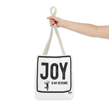 FaithStyles Joy Is My Revenge Tote Bag — Inspirational Graphic Canvas Tote