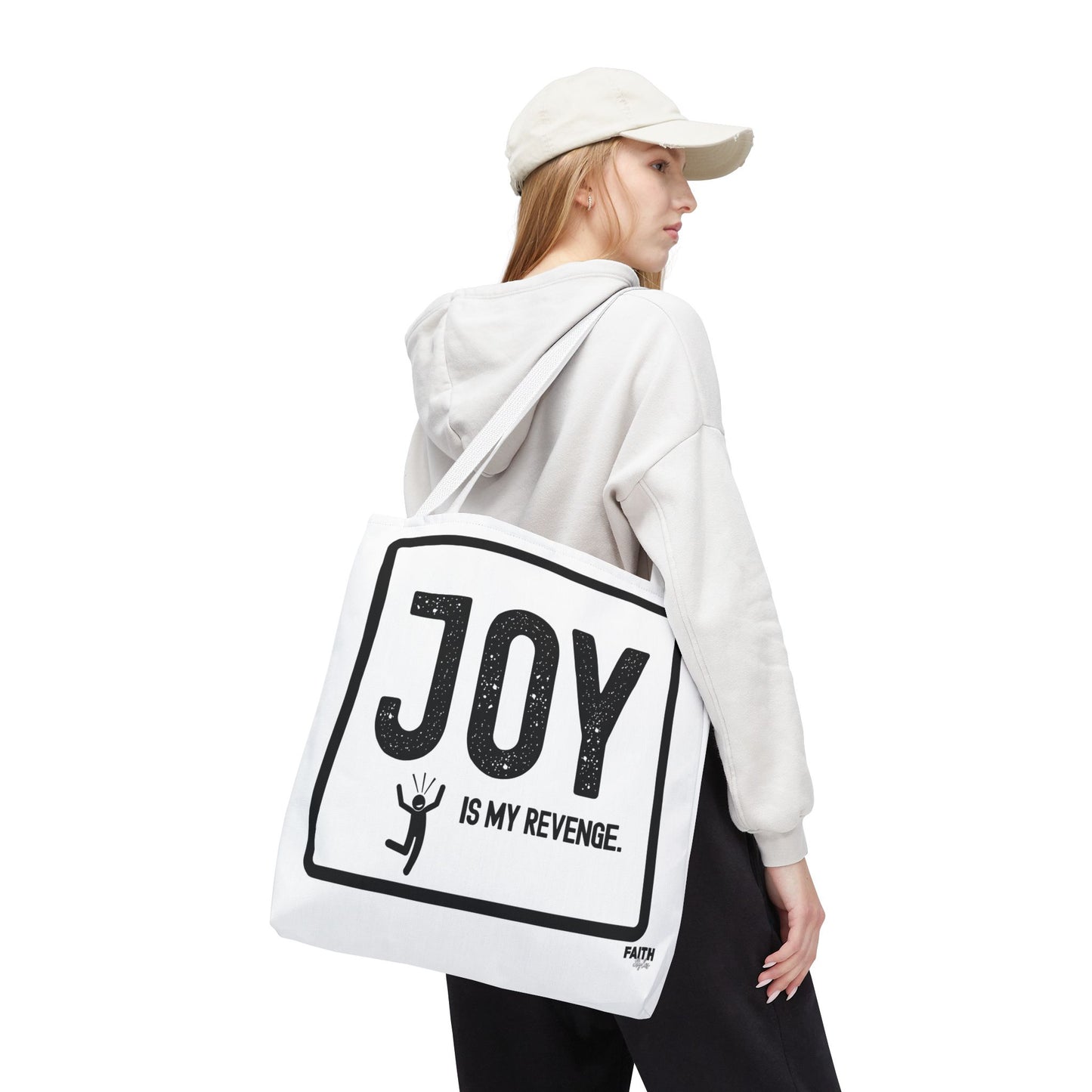 FaithStyles Joy Is My Revenge Tote Bag — Inspirational Graphic Canvas Tote