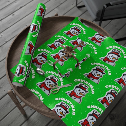 Christmas Snowman Wrapping Paper Roll – Festive Green Holiday Gift Wrap