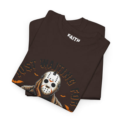 Unisex Halloween Graphic Tee, Spooky T-Shirt for Fall, Just Waiting for My Killer Date Shirt, Perfect for Halloween Parties or Gift