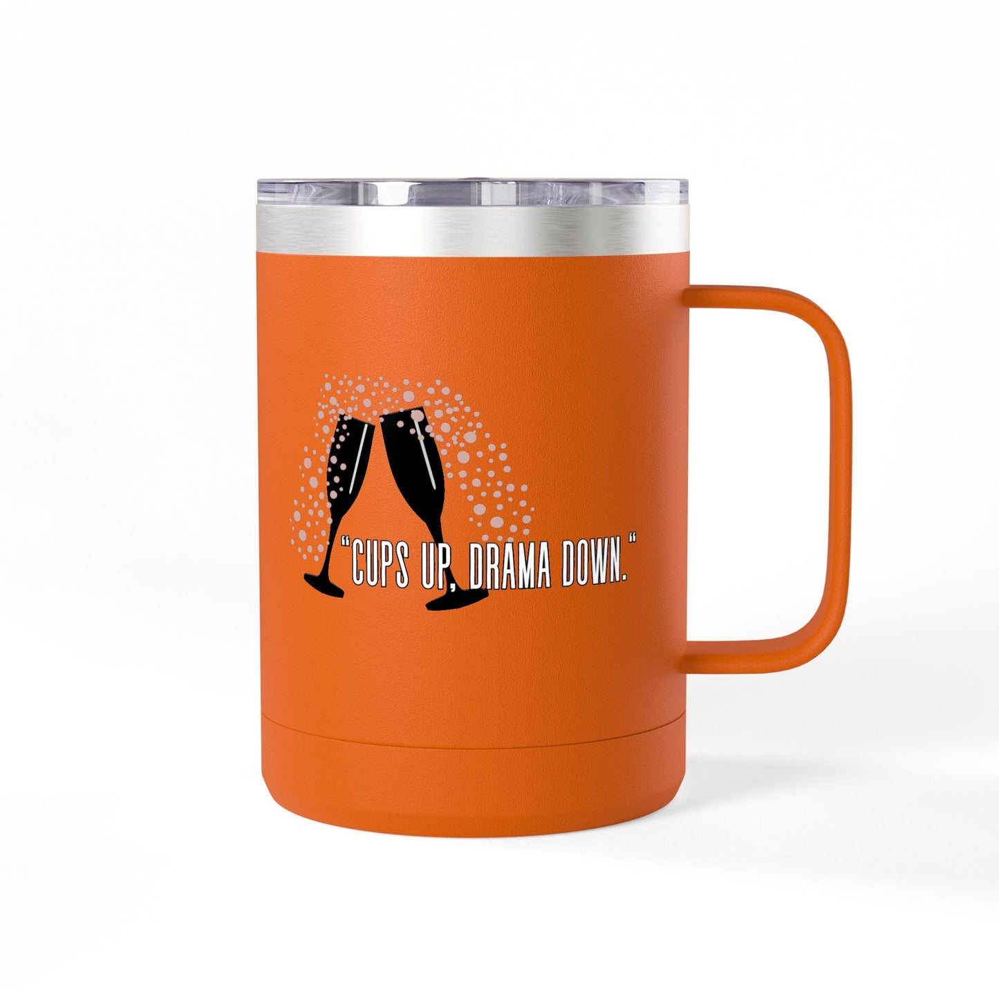 Celebratory Coffee Mug Tumbler, Cheers Gift for Friends, 15oz Drinkware for Parties, Birthdays, Wedding, Fun Gatherings