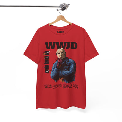WWJD Unisex Heavy Cotton Tee, Graphic T-Shirt, Casual Wear, Gift for Him, Trendy Apparel, Statement Tee