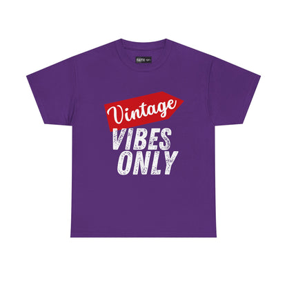 Vintage Vibes Only Unisex Heavy Cotton Tee, Retro T-Shirt, Trendy Gift for Him/Her, Casual Wear, Music Festival Outfit