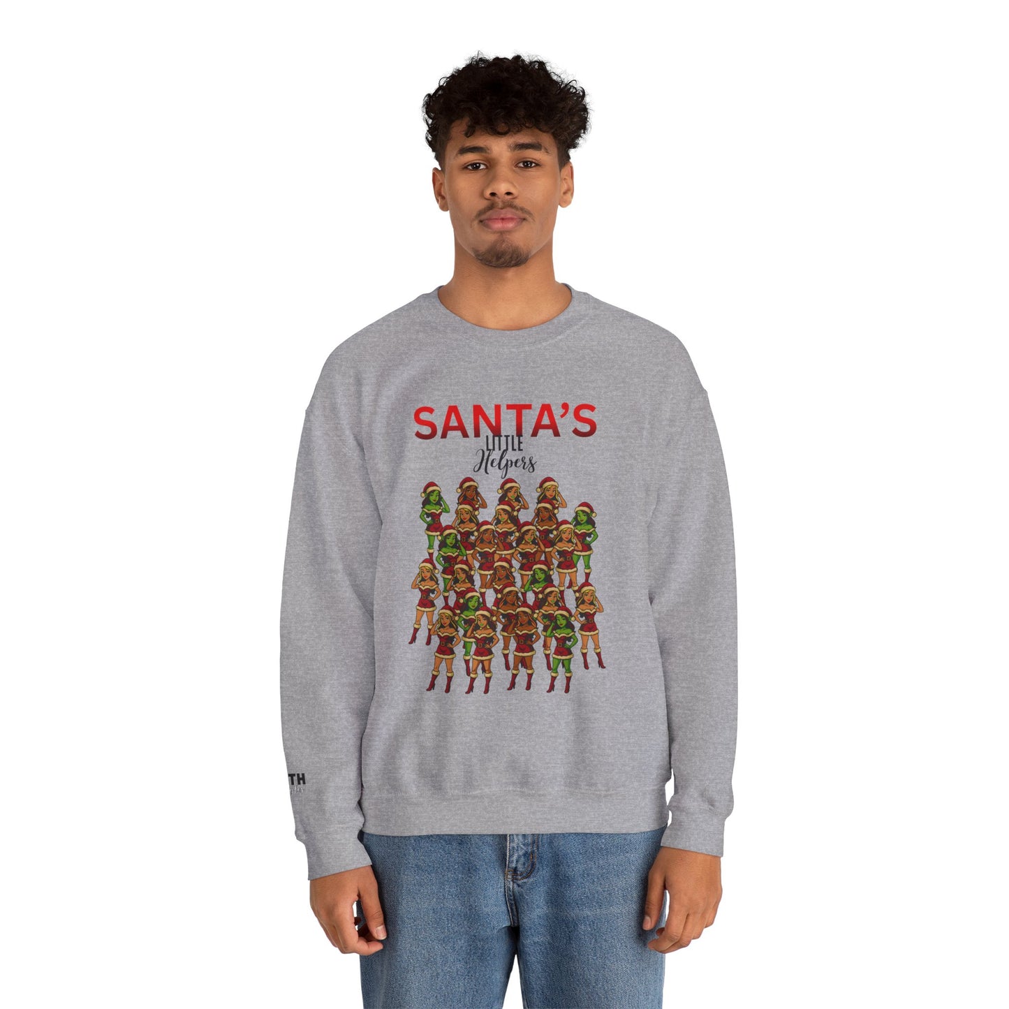 Crewneck Sweatshirt - "Santa's Little Helpers" Christmas Elf Group Holiday Sweater