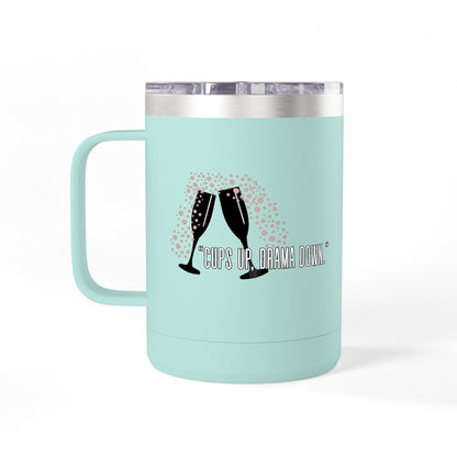 Celebratory Coffee Mug Tumbler, Cheers Gift for Friends, 15oz Drinkware for Parties, Birthdays, Wedding, Fun Gatherings