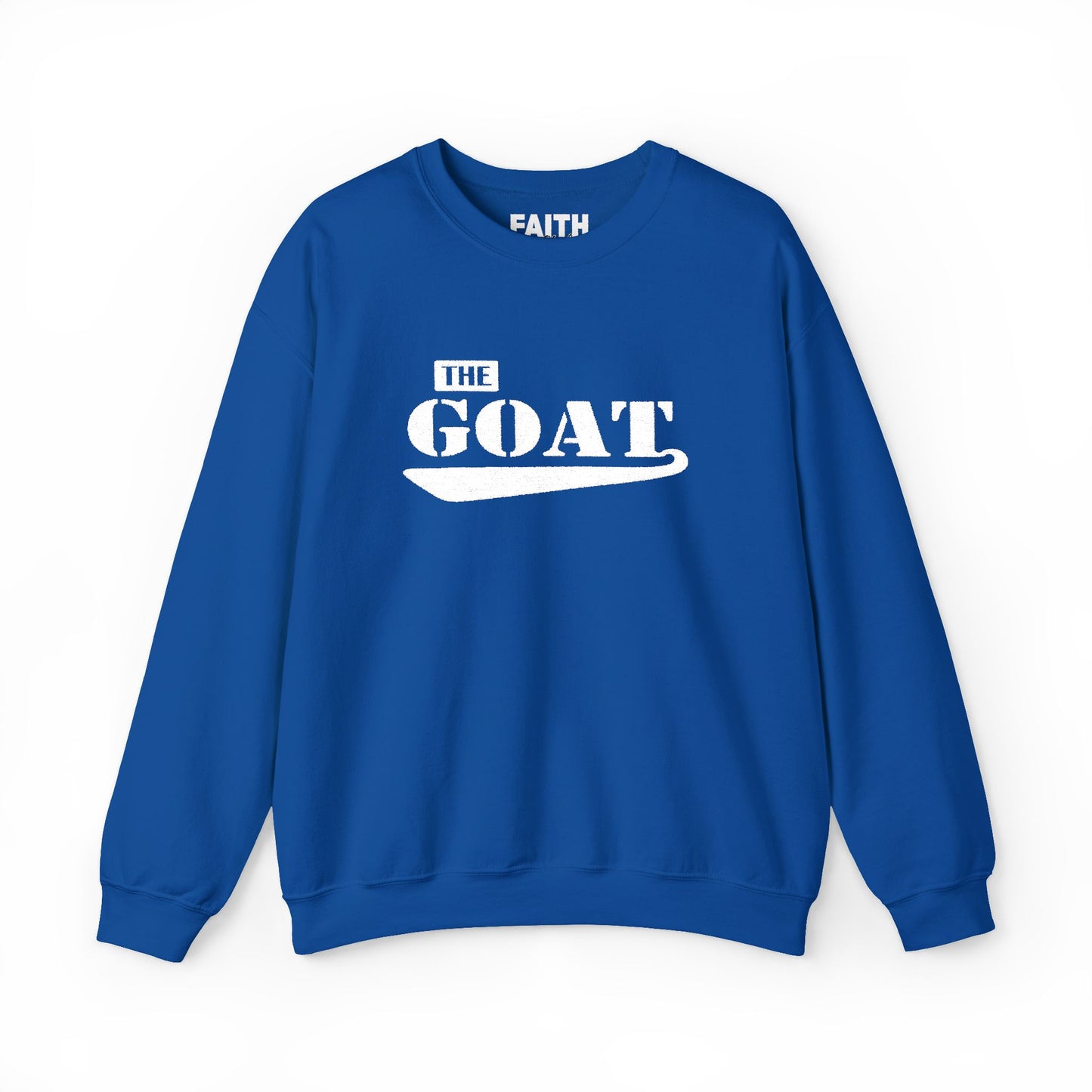 NEW FaithStyles Embroidery The GOAT Crewneck Sweatshirt — Bold Graphic Unisex Pullover