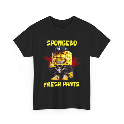 SpongeBo Fresh Pants Unisex Heavy Cotton Tee - Fun Graphic T-Shirt for Kids and Adults