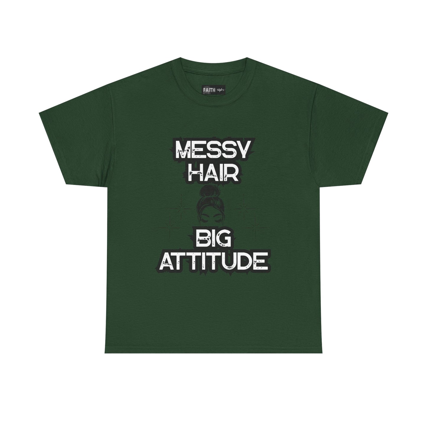 Messy Hair Big Attitude Tee | Stylish Graphic T-Shirt for Casual Wear, Gifts, Everyday Fashion, Relaxed Fit Tee