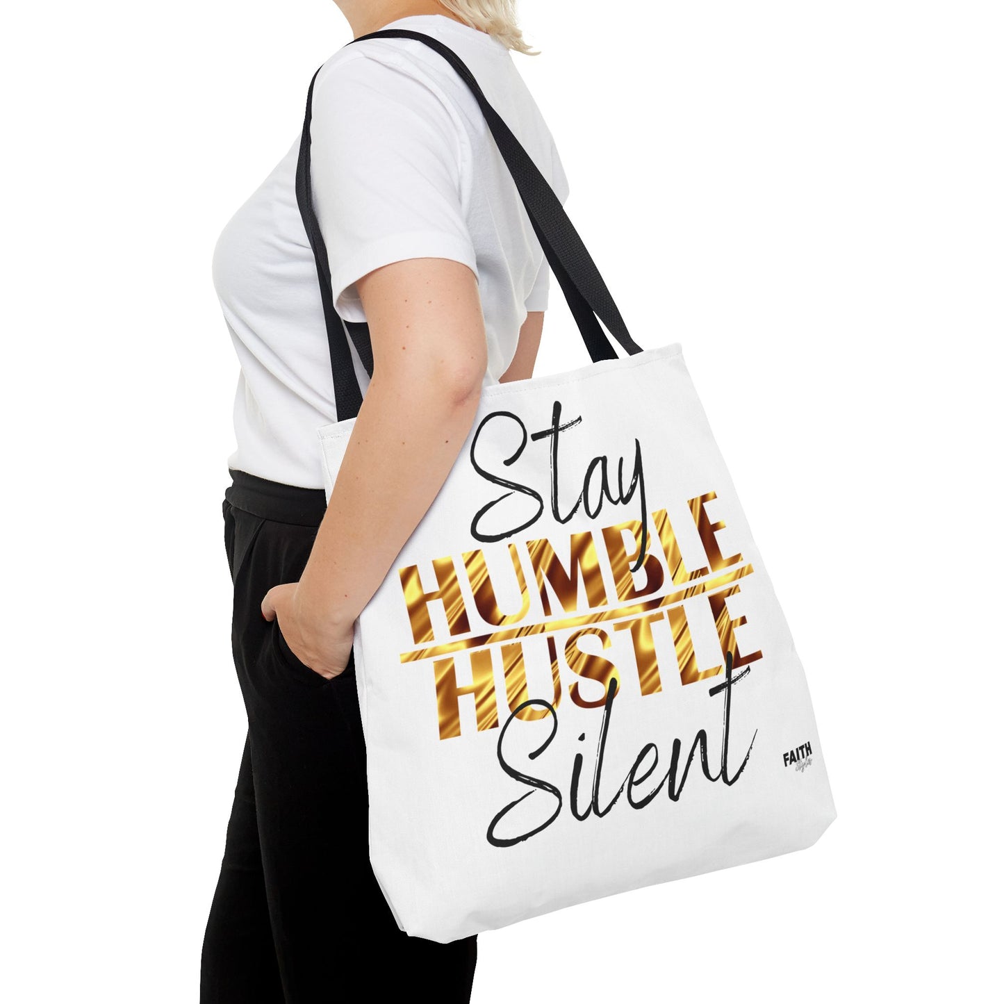 FaithStyles Stay Humble Hustle Silent Tote Bag — Motivational Leopard Print Canvas Tote