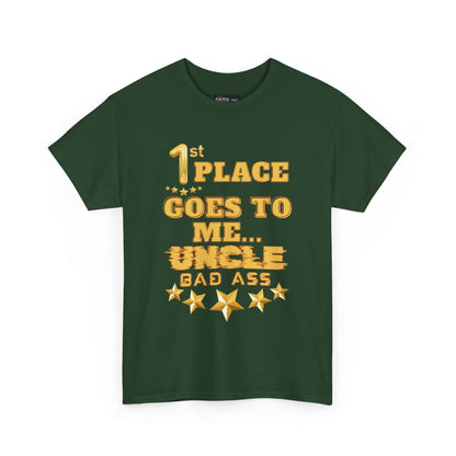 1st Place Uncle Badass Tee | Funny Gift for Uncle, Unisex Cotton Shirt, Family Reunion, Birthday Celebration, Casual Wear