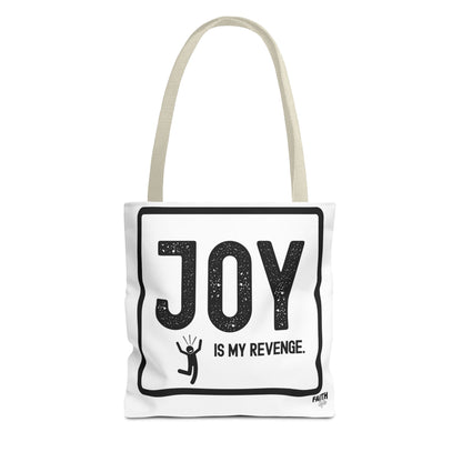 FaithStyles Joy Is My Revenge Tote Bag — Inspirational Graphic Canvas Tote