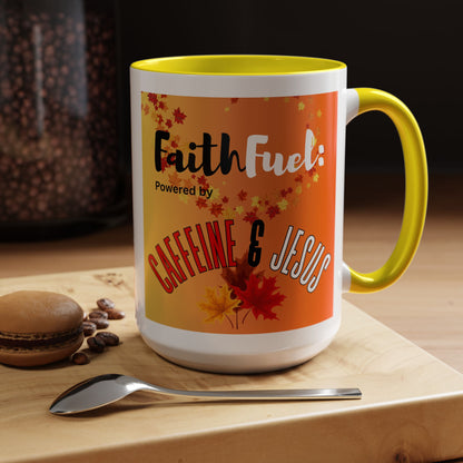 FaithFuel Caffeine & Jesus Mug - Fall Coffee Cup, Inspirational Gift, Autumn Decor, Home Office Supplies, Religious Mug