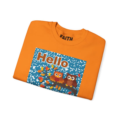 Autumn Owl Crewneck Sweatshirt, Cozy Fall Apparel, Seasonal Gift, Halloween, Thanksgiving, Cute Sweatshirt, Unisex Fall Fashion