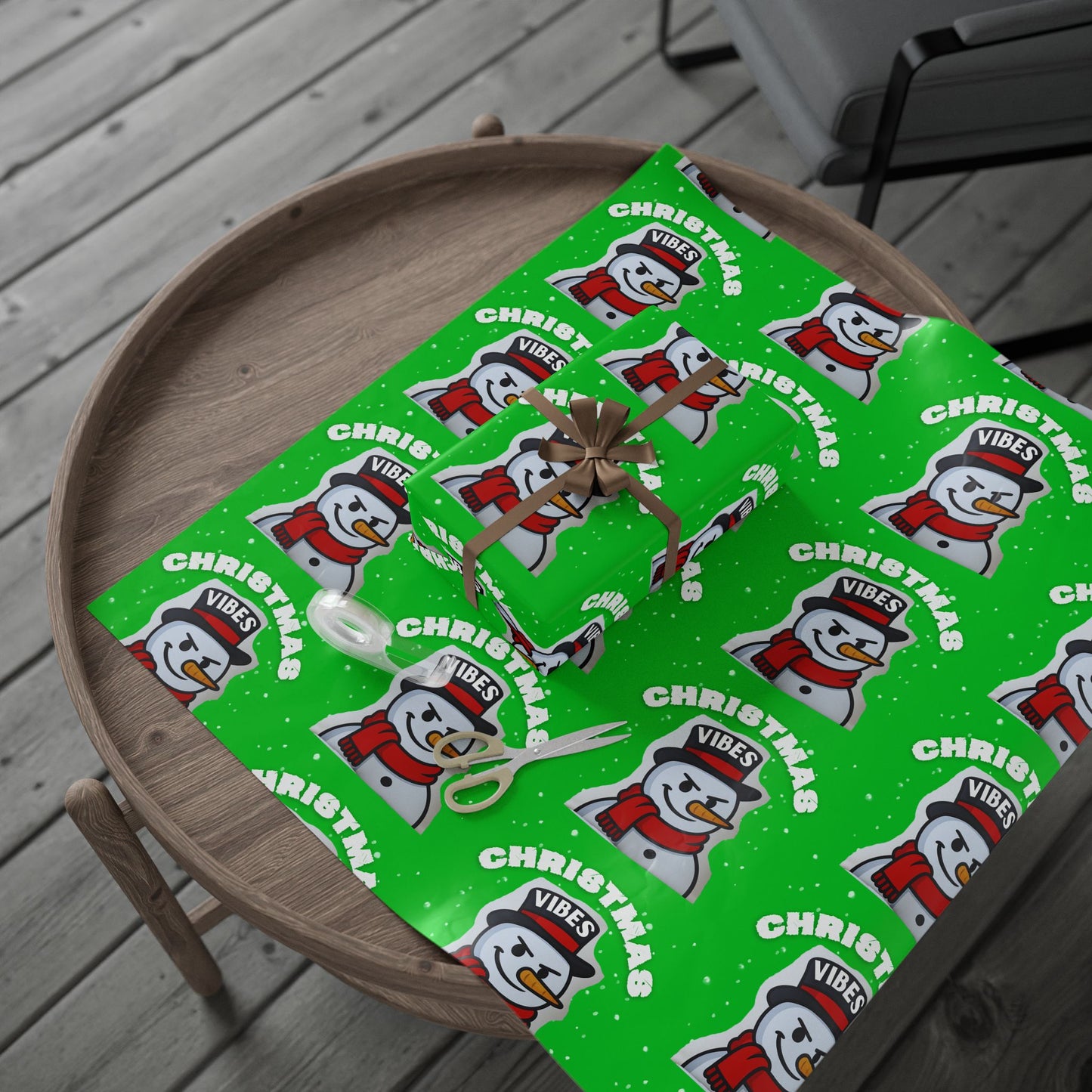 Christmas Snowman Wrapping Paper Roll – Festive Green Holiday Gift Wrap
