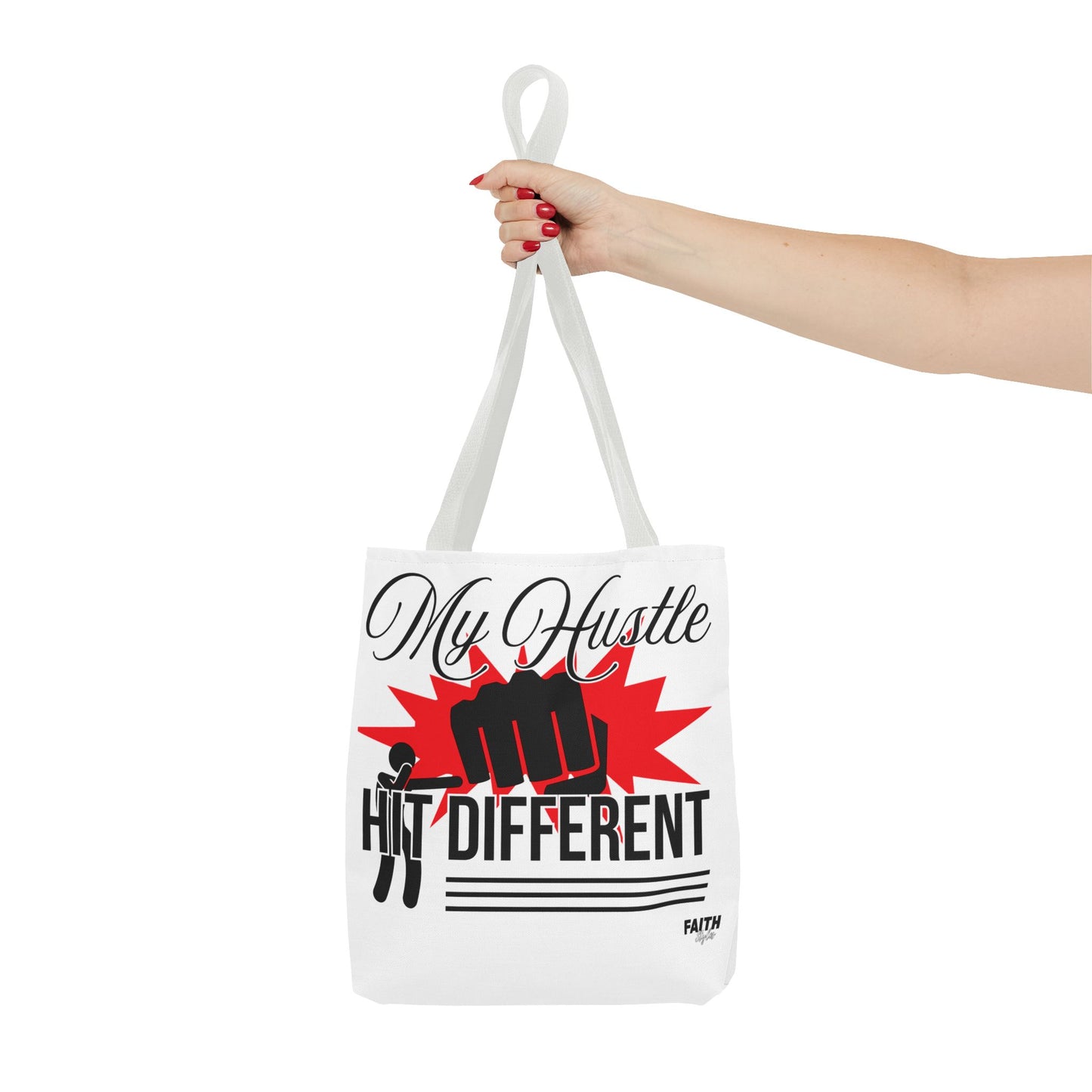 FaithStyles Motivational 'My Hustle, Hit Different' Graphic Tote Bag