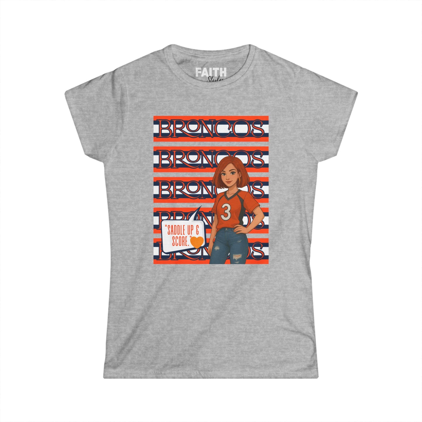 Broncos Spirit Women's Softstyle Tee - Cheer for Your Team, NFL Game Day Shirt, Sports Apparel, Football Fan T-Shirt, Casual Outfit
