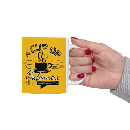 FaithStyles Coffee Lover Ceramic Mug — "A Cup of Calmness" Inspirational Yellow Coffee Mug (11oz, 15oz)