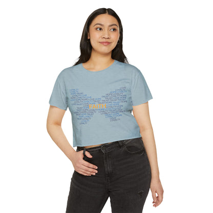Women's Festival Crop Top with Faith Design, Boho Style Tee, Summer Festival Top, Inspirational Apparel, Gift for Her