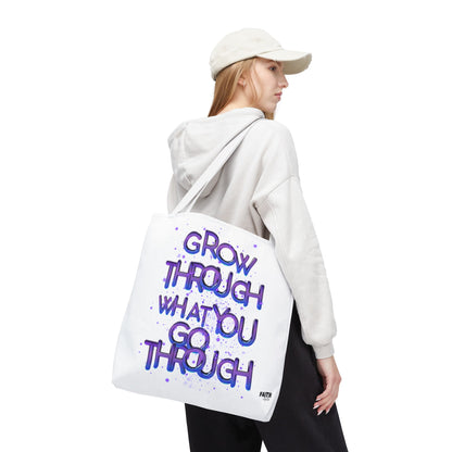 FaithStyles Tote — "Grow Through What You Go Through" Inspirational Quote Bag