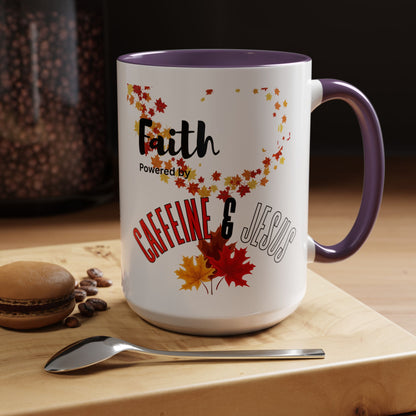 Faith & Caffeine Fall Coffee Mug | Perfect for Autumn Lovers, Thanksgiving Gift, Religious Coffee Cup, Inspirational Drinkware, Cozy Vibes