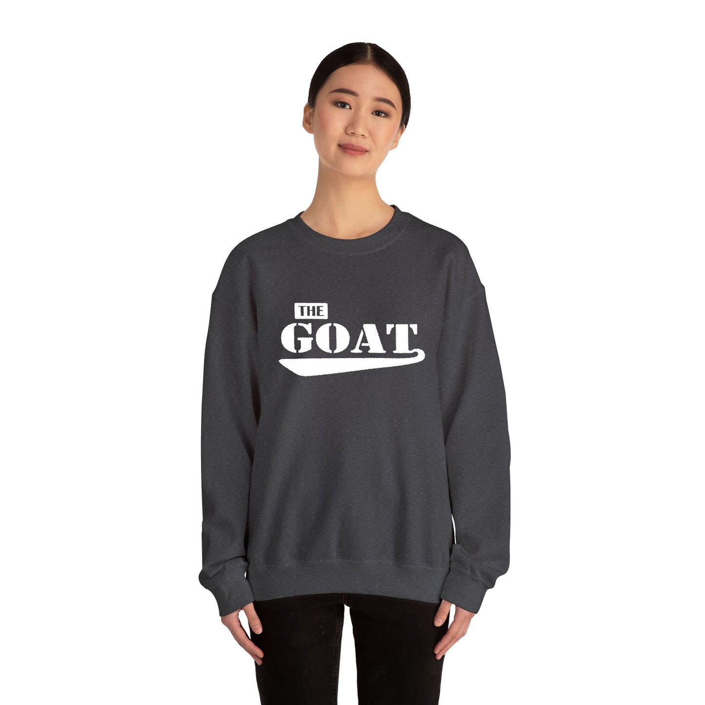 NEW FaithStyles Embroidery The GOAT Crewneck Sweatshirt – Bold White Graphic Pullover