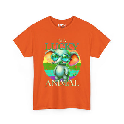 Lucky Animal Unisex Heavy Cotton Tee, Cute Gift for Animal Lovers, Casual Streetwear, St. Patrick's Day, Birthday Apparel