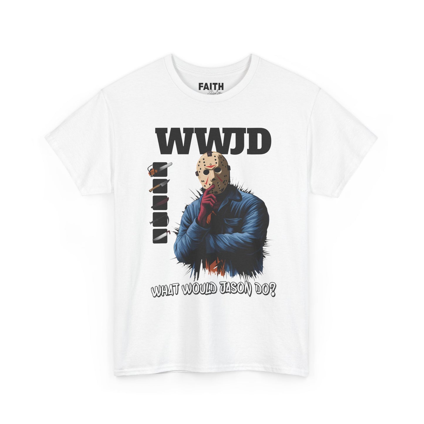 WWJD Unisex Heavy Cotton Tee, Graphic T-Shirt, Casual Wear, Gift for Him, Trendy Apparel, Statement Tee