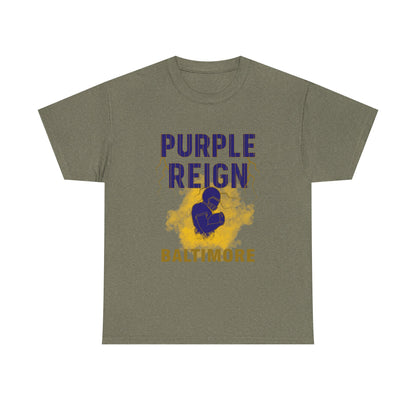 Purple Reign Male Cotton Tee - Bold Style for Baltimore Fans, Casual