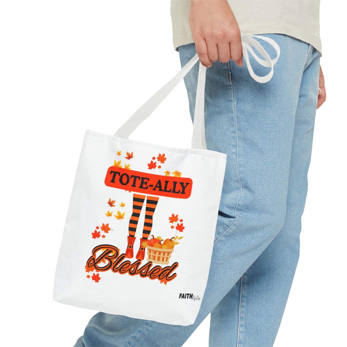 FaithStyles Blessed Holiday Tote Bag, Autumn Tote, Fall Accessories, Gift for Her, Seasonal Shopping Bag, Cute Grocery Bag