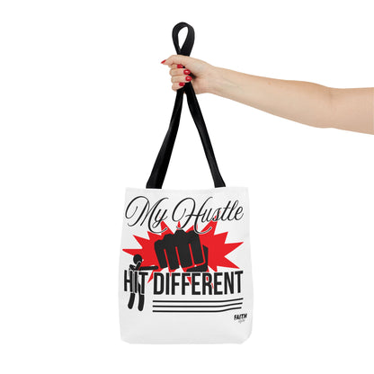 FaithStyles Motivational 'My Hustle, Hit Different' Graphic Tote Bag