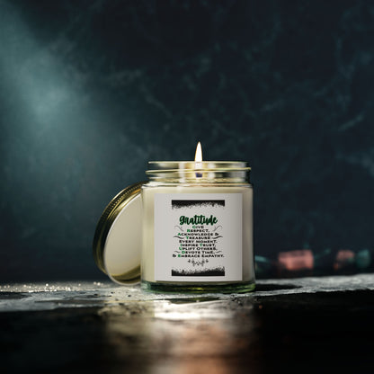 "GRATITUDE" Scented Candles, Coconut Apricot Wax (4oz, 9oz)