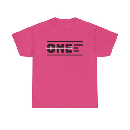 Male's Heavy Cotton Tee - 'ONE' Conscious Soul Heart | Casual Apparel, Gift for Mindfulness, Inspirational Wear, Summer Tee, Everyday Style