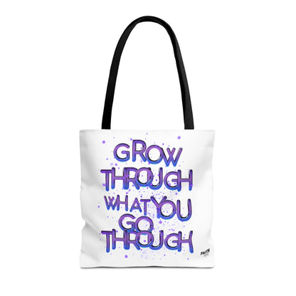 FaithStyles Tote — "Grow Through What You Go Through" Inspirational Quote Bag